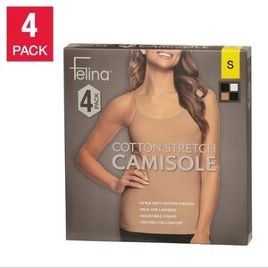 LARGE Felina Cotton Stretch Camisole Set - Black and Tan WHITE